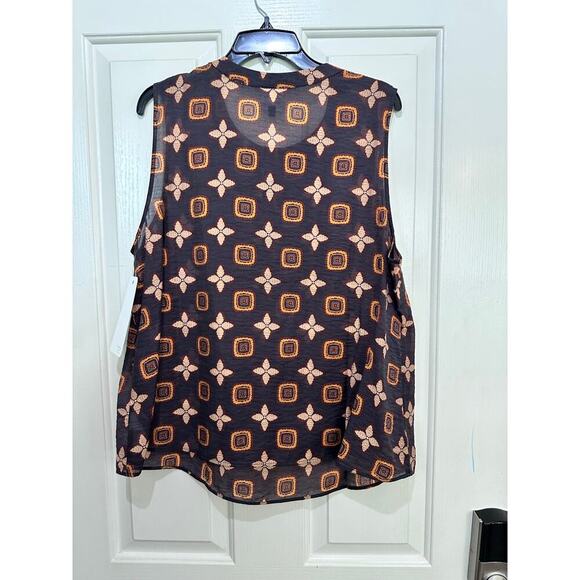 CAbi #4558 Women's Brown Black Crew Neck Louis Blouse Top Size XL - Picture 5 of 7